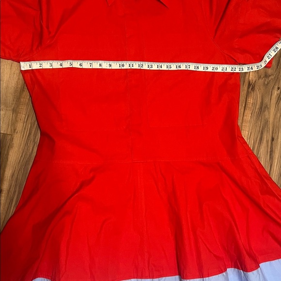 Lee Mathews Wendy Shirt Dress Red Blue Colorblock Cotton Oversized Size 3 8-10 - Picture 9 of 12